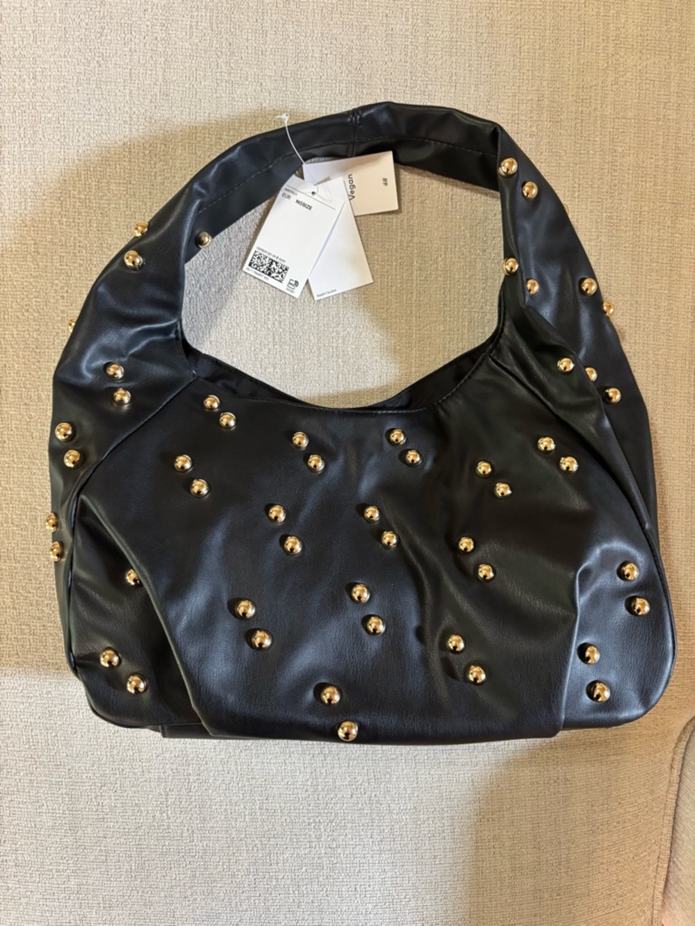 H&M Black Studded Hobo Bag